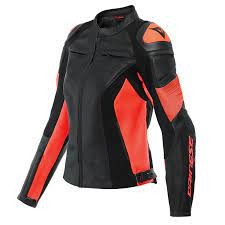 Dainese Racing 4 Lady Pelle Nero-Rosso Fluo